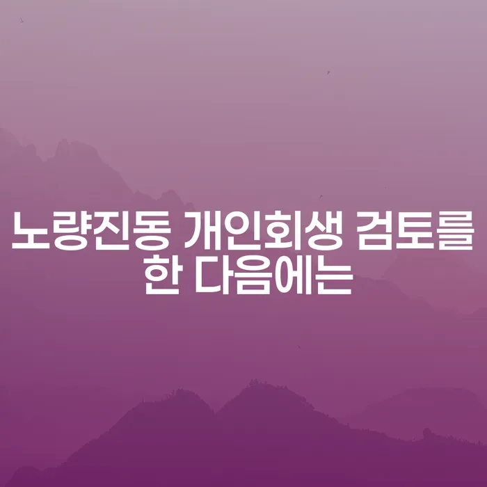 노량진동 개인회생 검토를 한 다음에는