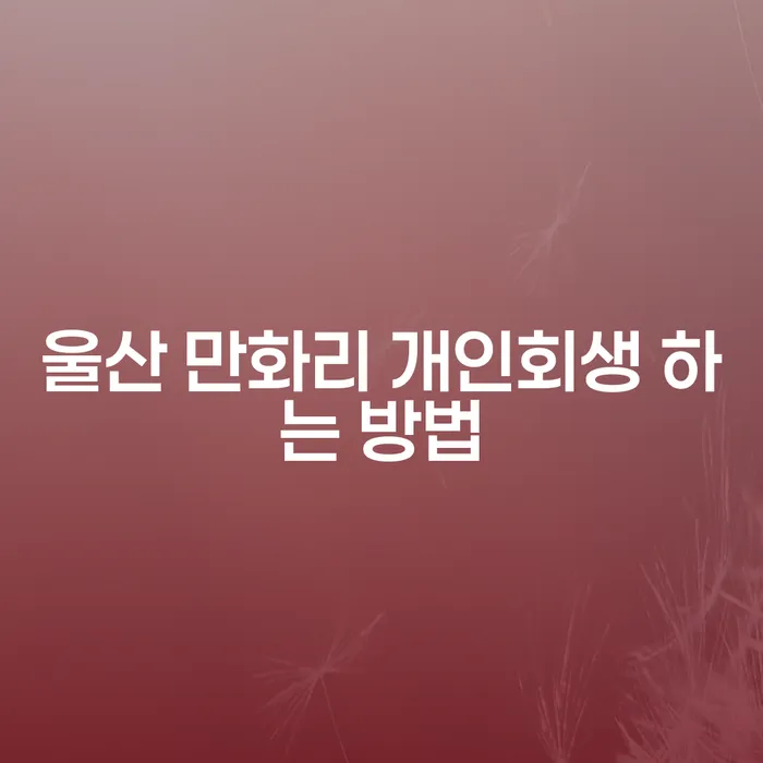 울산 만화리 개인회생 하는 방법은 무엇일까요?
